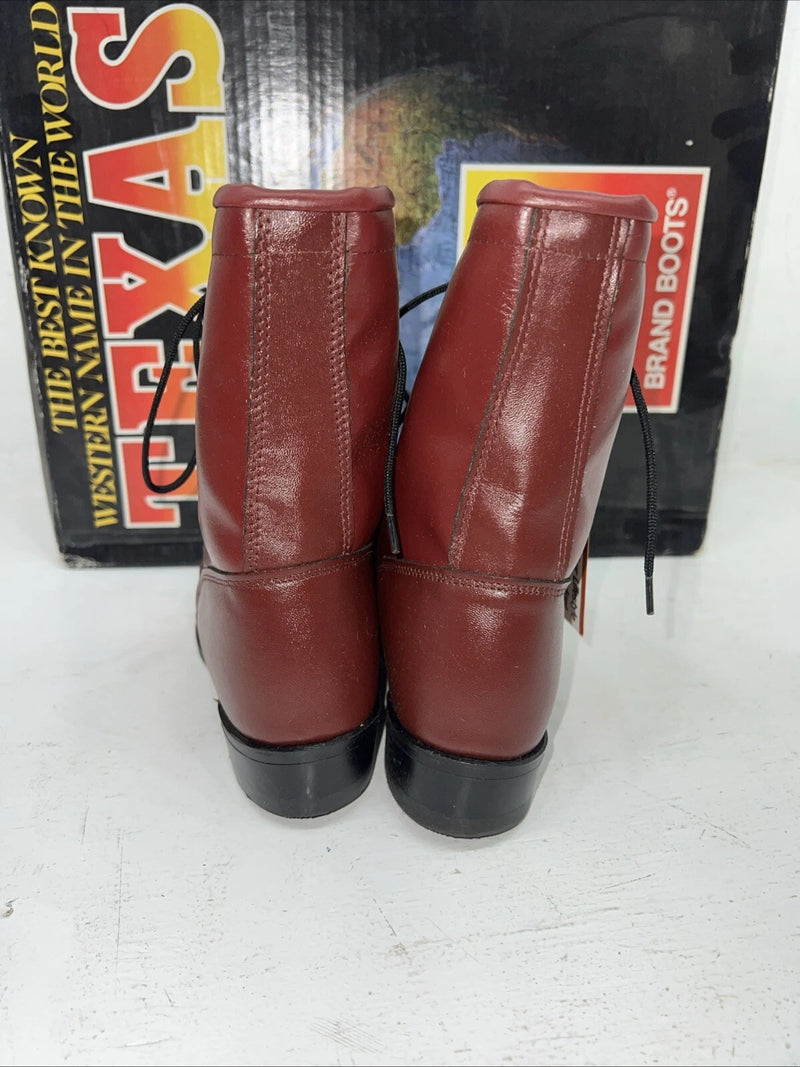 New Women’s Red Texas Brand Lace Up Cowboy Boots. 6 M. 20-90