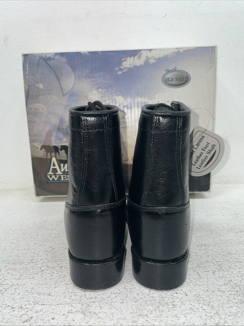 New Youth Black Lace Up Old West Cowboy Boots. 5110 3. 22-24