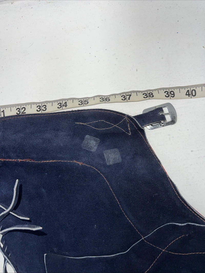 NOS Navy Red Show Chaps With Fringe Adjustable Waist 39” N-49