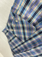 New Men’s Champion Western Purple Plaid Long Sleeve Pearl Snap 14.5 Small O-35
