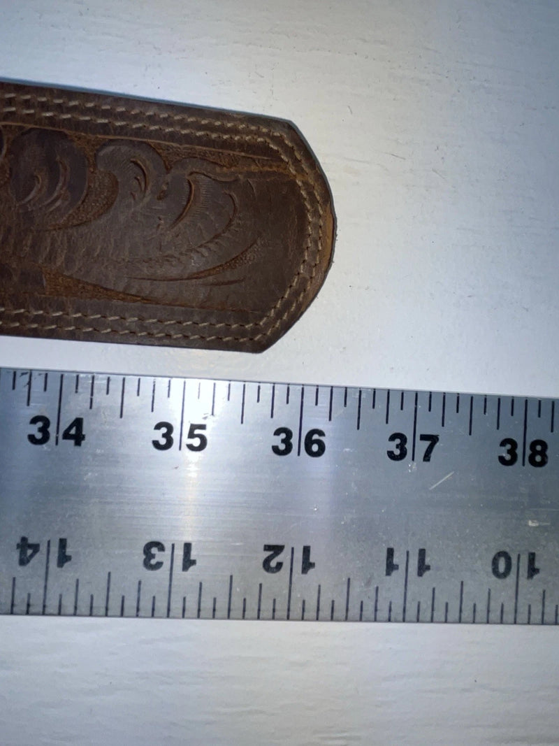 New Brown Genuine Leather Tooled 28” Belt #8090 JJ-40