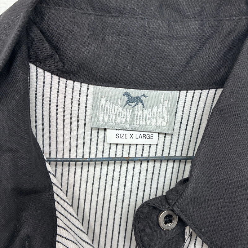 Me Women’s Cowboy Threads Black White Long Sleeve Button Up XL LL-38