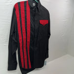 New Men’s Cowboy Threads  Black Red Long Sleeve Button Up Small B-54