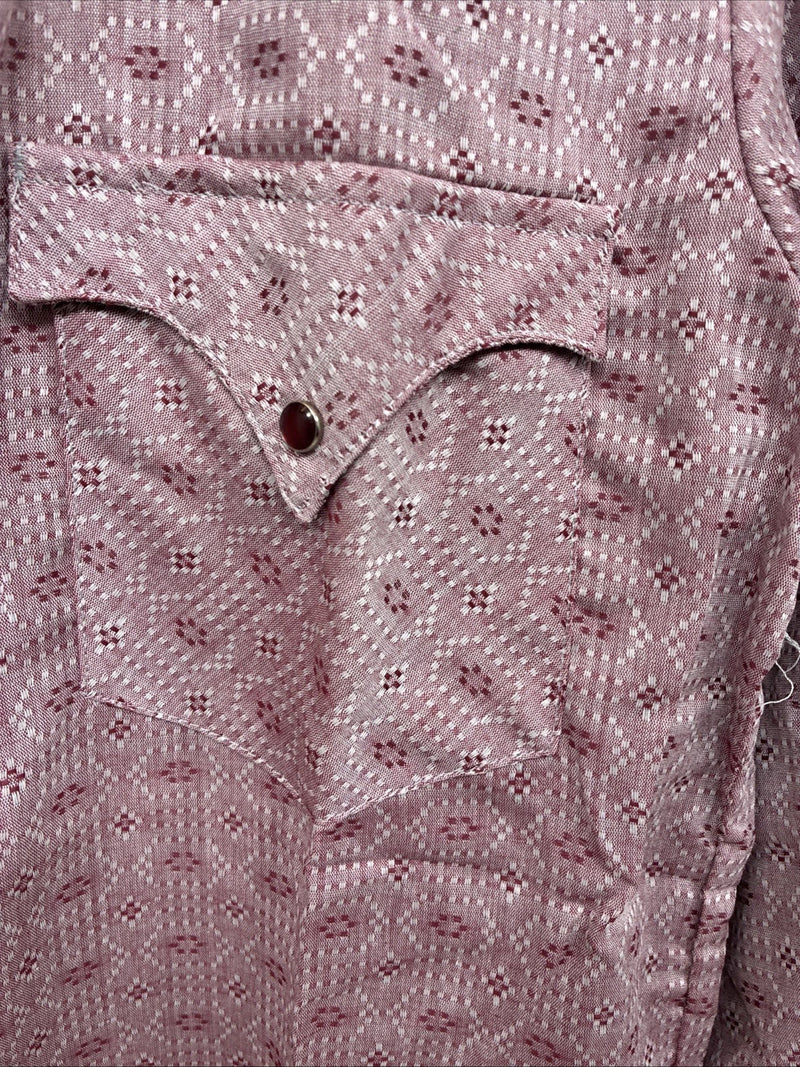 New Women’s Tem Tex Pink Deigned Long Sleeve Pearl Snap 14.5 II-5