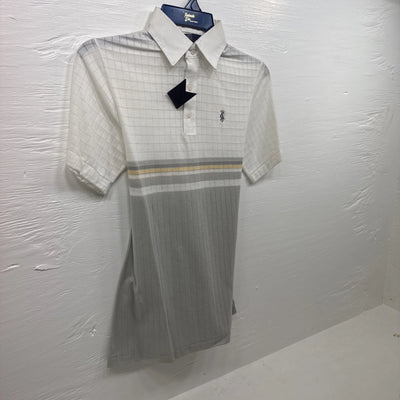 new men’s panhandle slim white grey polo small B-60