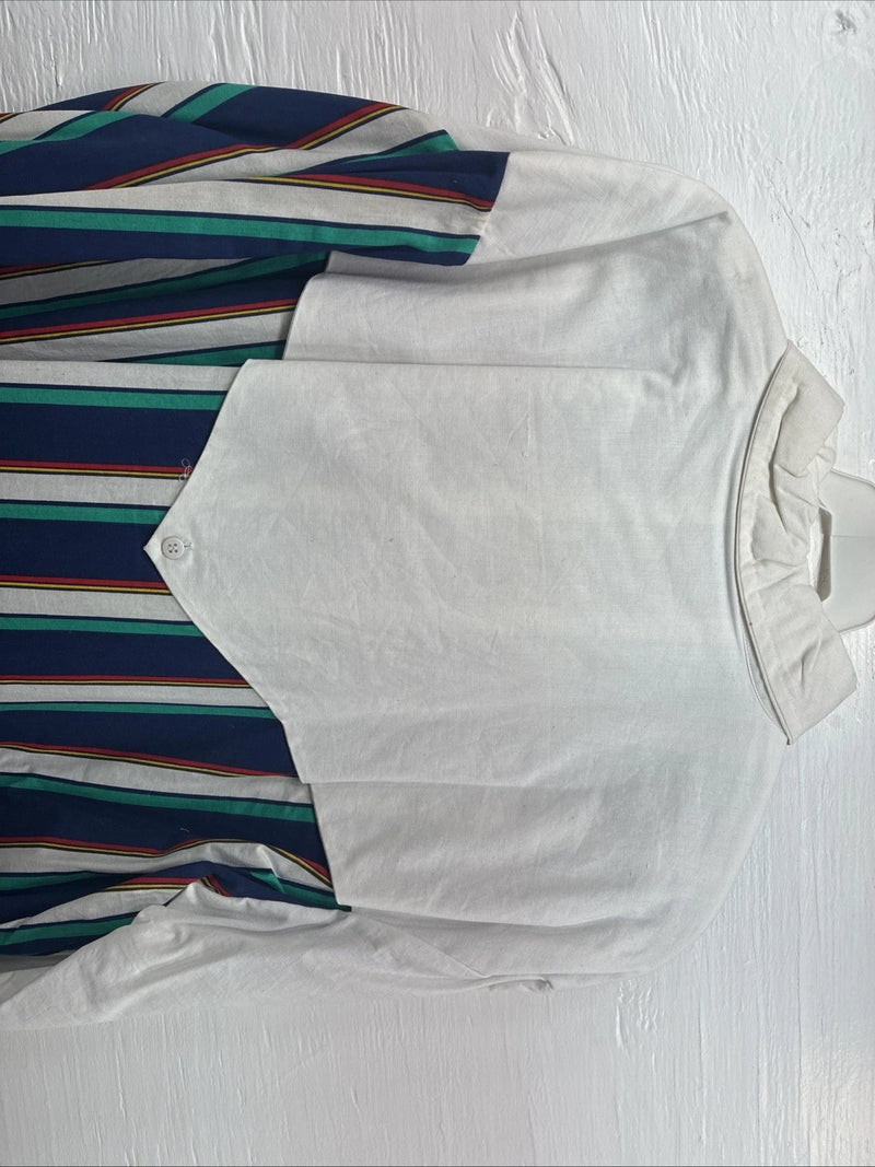 New Men’s Mine & Bills White Multicolor Stripe Long Sleeve Button Up Large V-78