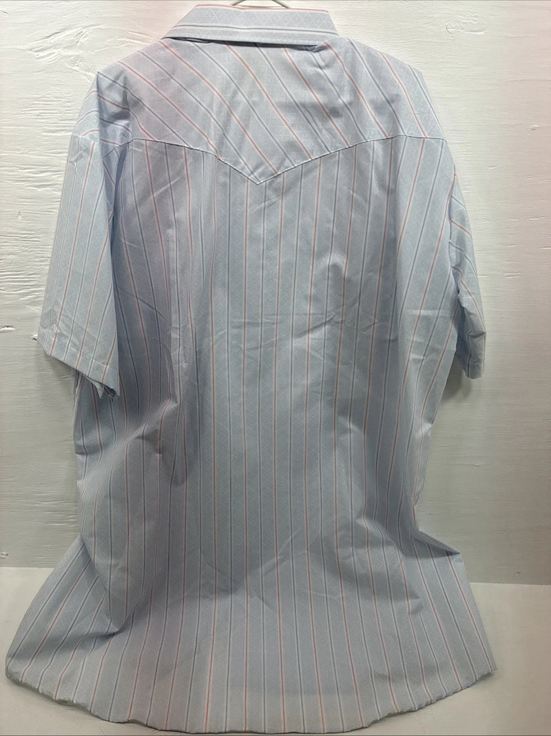 New Men’s Mesquite Blue Stripe Short Sleeve Pearl Snap 3XL E-102