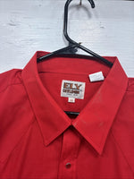 New Men’s ELY Cattleman Red Simple Short Sleeve Pearl Snap 18 2XL K-96
