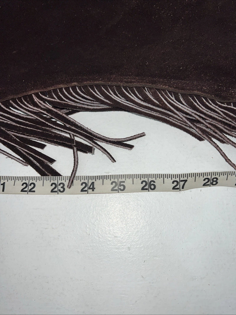 NOS Brown Show Chaps With Fringe Adjustable Waist 38” N-38
