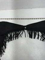 New Black Tough 1 Show Chaps With Fringe Adjustable Waist 43” Small N-42