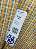 New Teens Wrangler Yellow Plaid Long Sleeve Button Up XL DD-65