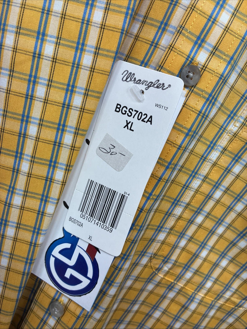 New Teens Wrangler Yellow Plaid Long Sleeve Button Up XL DD-65