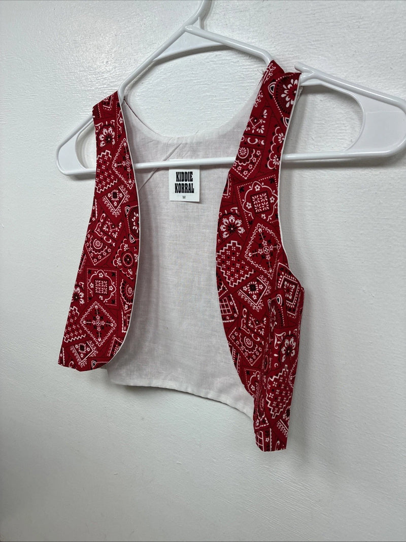 New Kids Kiddie Korral Red Western Design Sleeveless Vest Size Medium YY-33