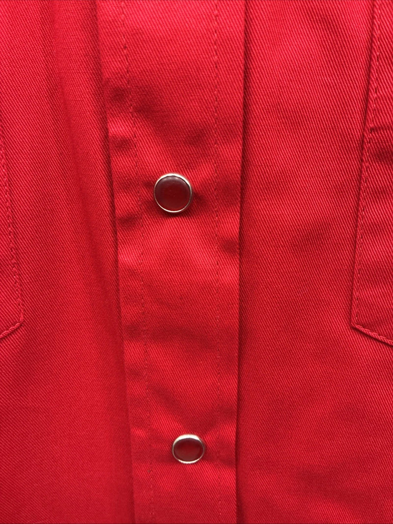 New Men’s Western Express Red Simple Long Sleeve Pearl Snap XL O-41