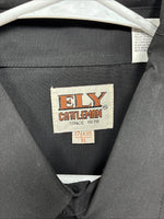 New Men’s ELY Cattleman Black Simple Long Sleeve Pearl Snap 17.5 X 35 XL J-29