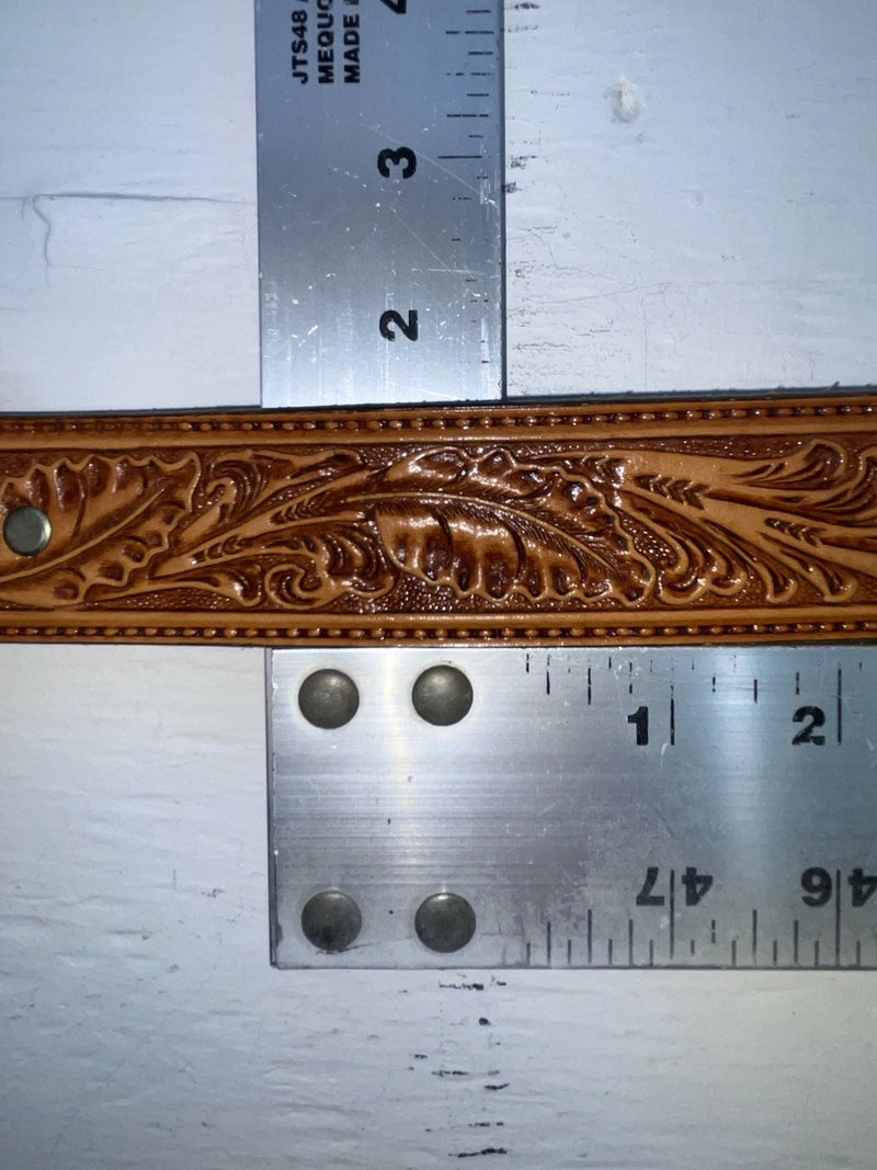 New Brown Genuine Leather Perkies Tooled 30” Belt #8601 JJ-138
