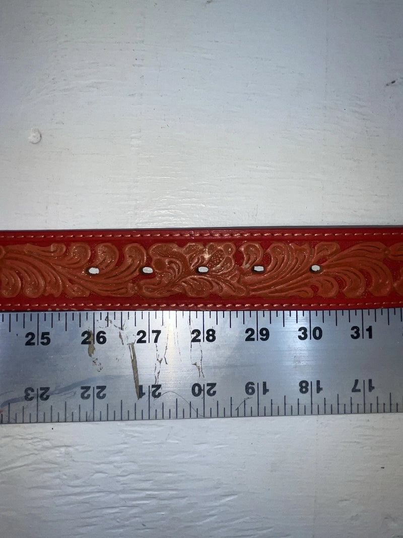 New Red Genuine Leather Nocona Tooled S Belt #N3460204 JJ-168