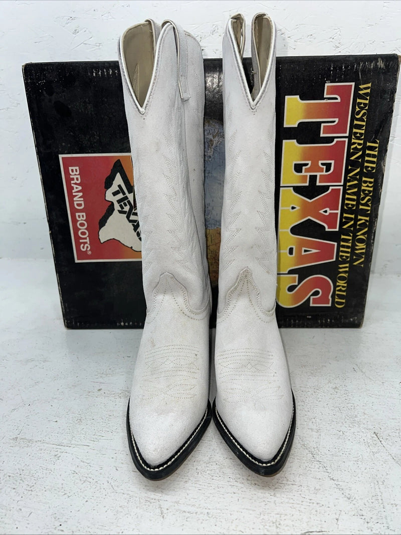 New Women’s White Texas Brand Cowboy Boots. L 198917 7.5 7 1/2 M. 17-69