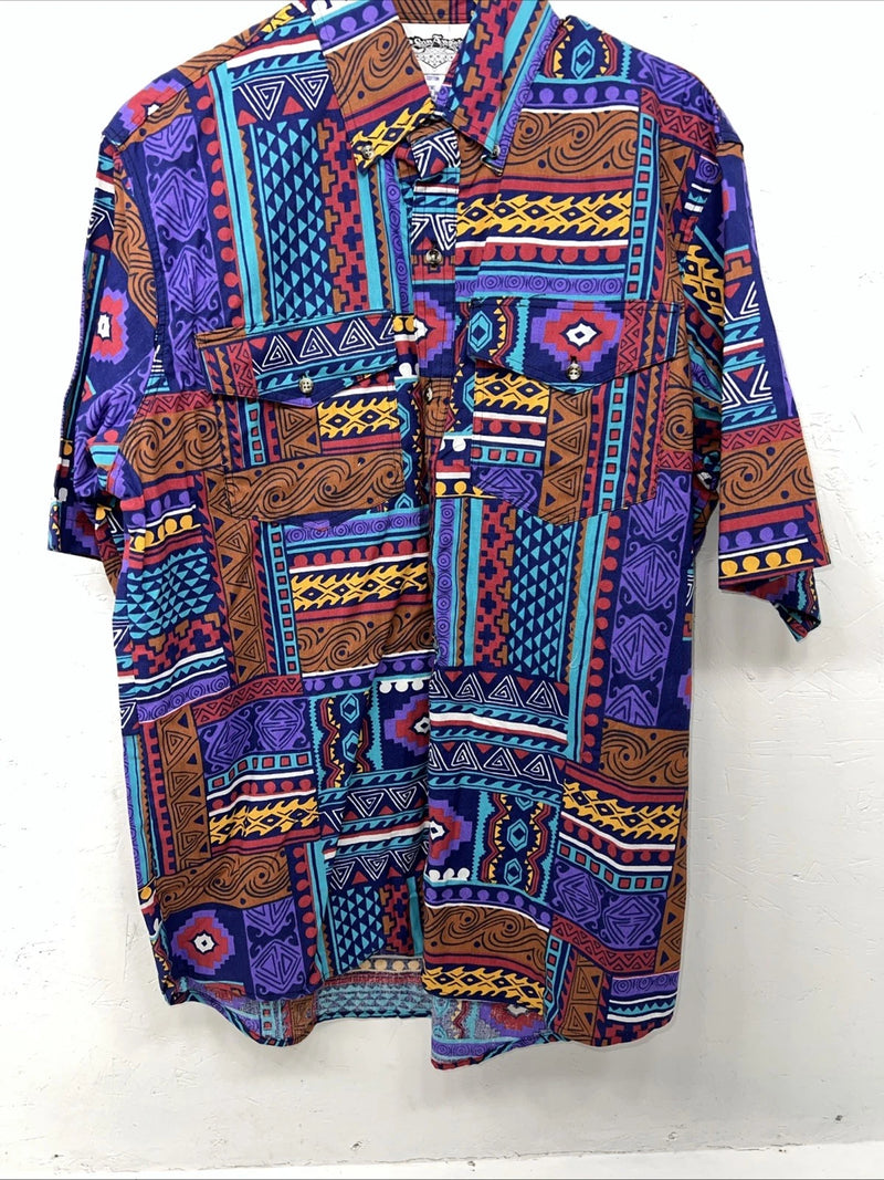 New Men’s Multicolor The San Angelo Short Sleeve Button Up Shirt L P-52