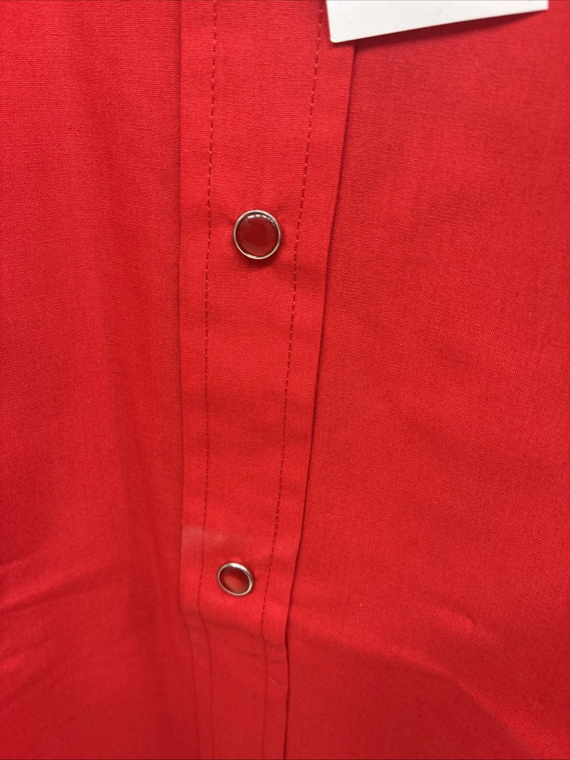 New Men’s ELY Cattleman Red Simple Short Sleeve Pearl Snap 18 2XL K-96