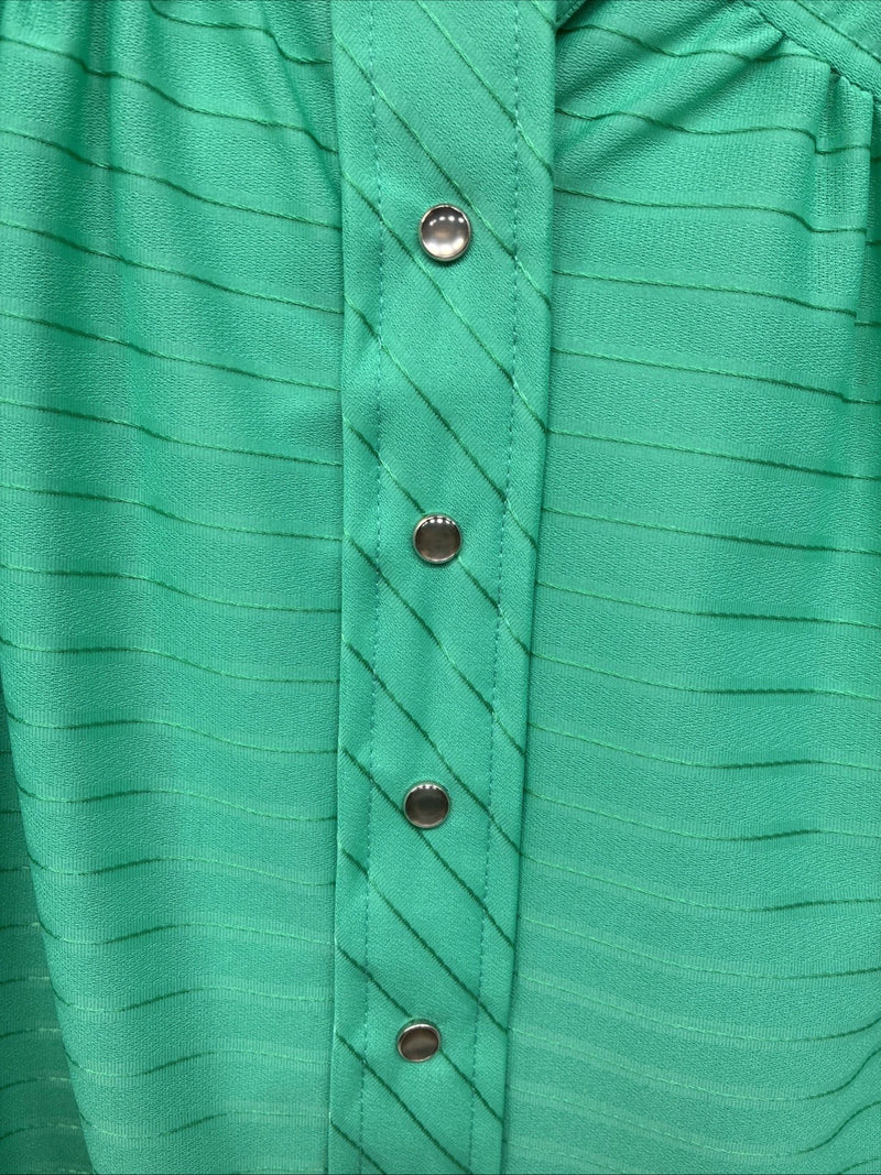 New Women’s Dickson Jenkins Green Long Sleeve Pearl Snap Size 34 MM-94
