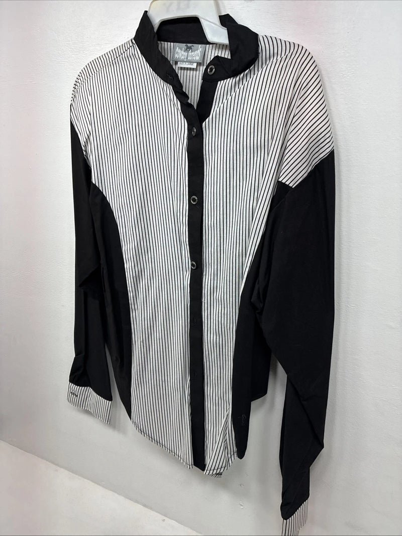 New Woman Cowboy Thread Black White Long Sleeve Button Up XL II-46