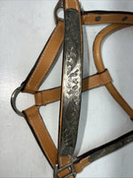 New Light Oil Genuine Leather Horse Halter With Metal Silver Plate W-21