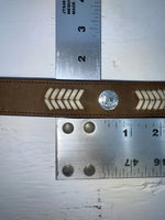New Brown Genuine Leather 3D Weaved And Silver Pendent 20” Belt #3502 NN-86