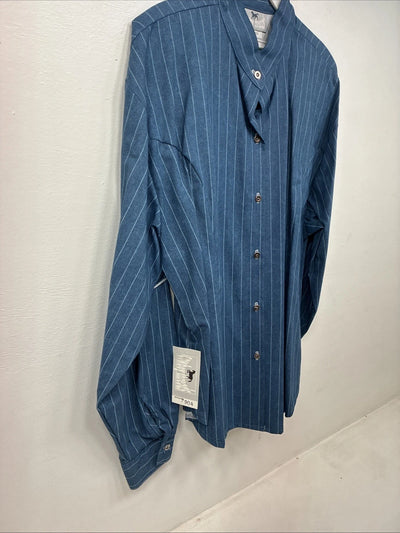 New Women’s Cowboy Threads Blue Stripe Long Sleeve Button Up Large TT-16