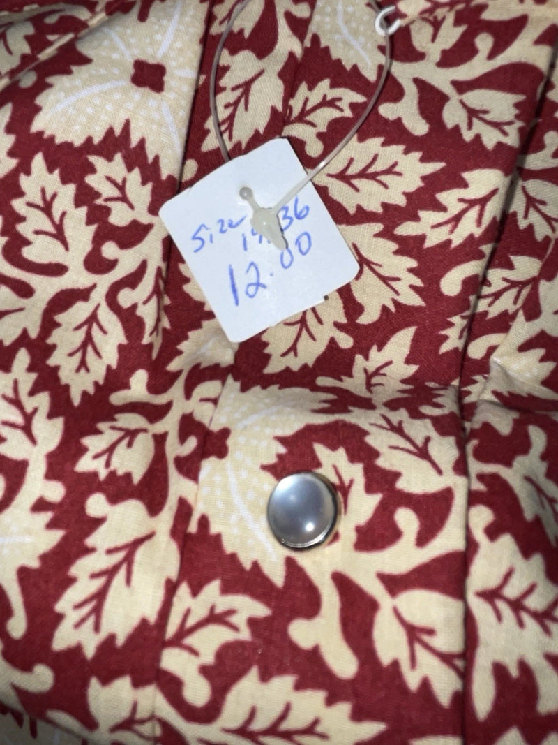New Women’s Red Floral Tem Tex Long Sleeve Button Up Shirt #7144 3B-95