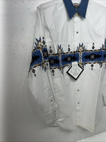 New Men’s White Cumberland Outfitters Pearl Snap Long Sleeve Shirt. Medium I-35