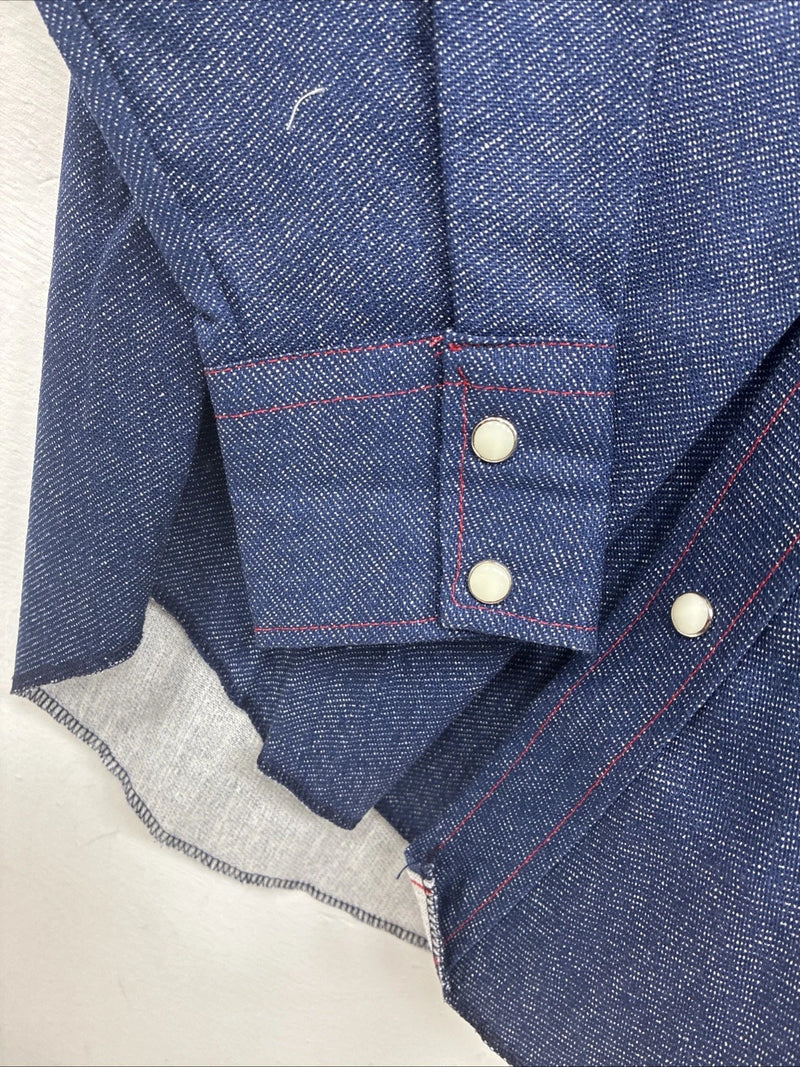 New Kids Tem Tex Blue Jean Long Sleeve Pearl Snap Size 12 LL-3
