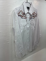 New Men’s Champion Western White Embroidered Long Sleeve Pearl Snap 17 XL T-5