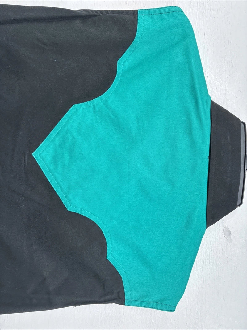 New women’s Cumberland Blue Black Sleeveless Pearl Snap Large TT-30