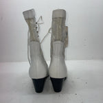 New Women’s White Lace Up American West Cowboy Boots. 615 10. 15-138