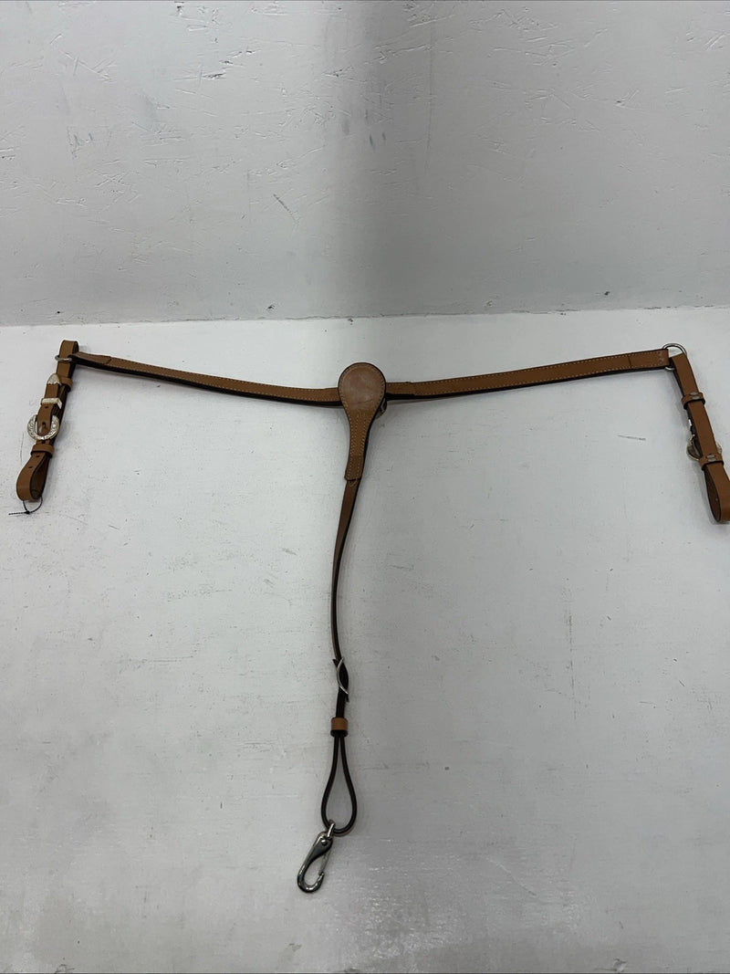 New Leather Circle Y Breast Collar With Silver Plate. 42846107 S-46
