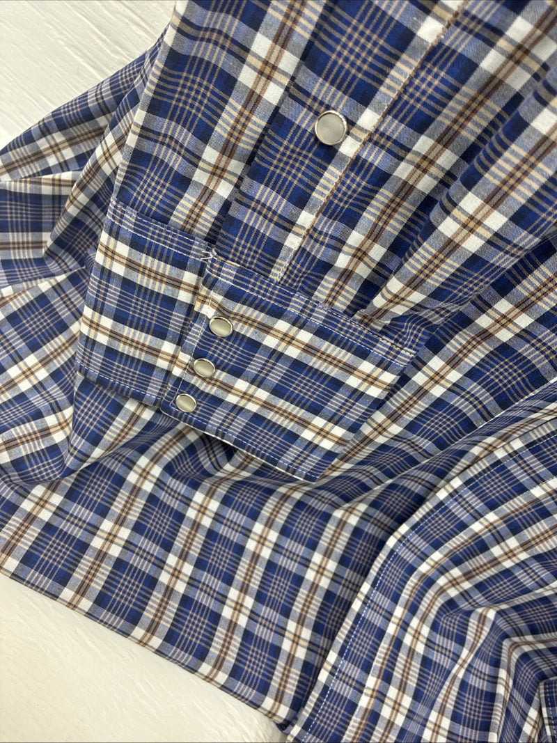 New Men’s Mesquite Blue Flannel Long Sleeve Peal Snap 3XL E-57