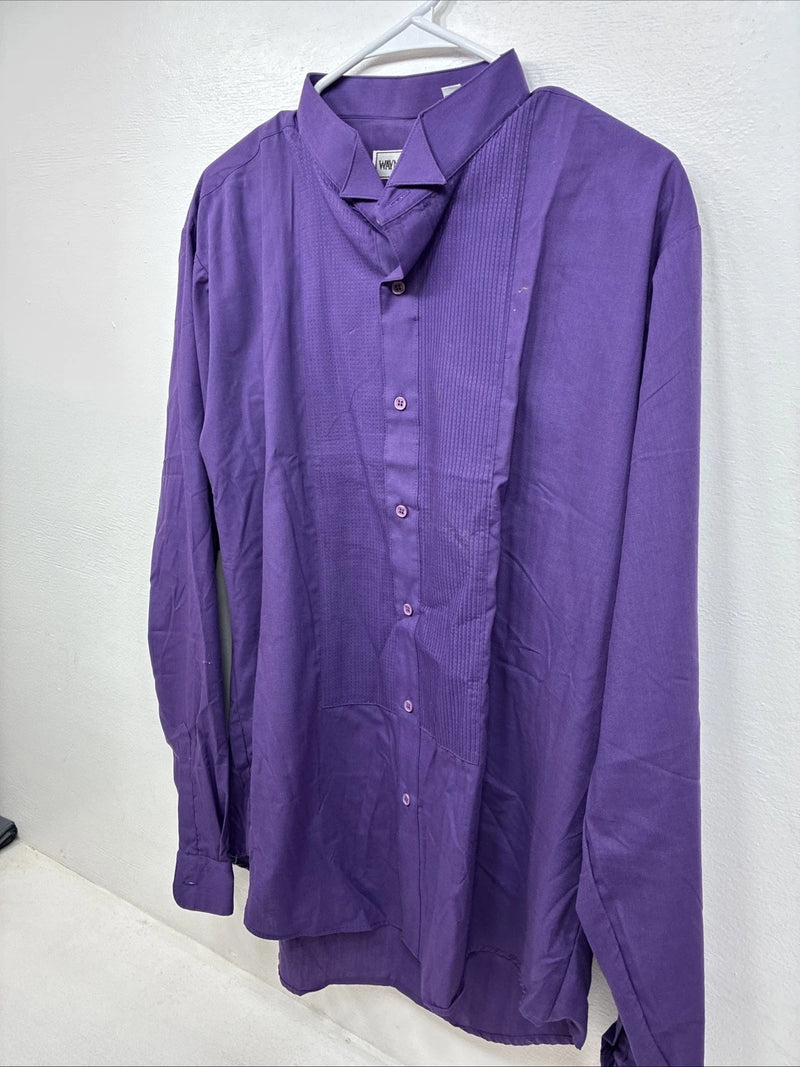 New Wayne Scott Purple Long Sleeve Button Up English Shirt XL MM-118