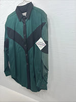 New Teens Longhorn Green Black Death Long Sleeve Button Up Large V-83