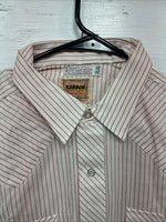 New Men’s Karman White Red Stripe Long Sleeve Pearl Snap 16 Large M-46