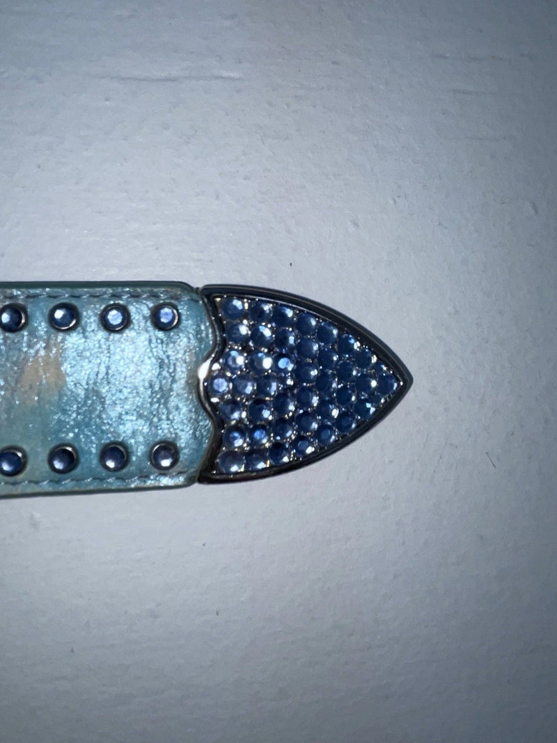 New Blue Genuine Leather 3D Belt Co. Blue Bling 30” Belt #677 Z-58