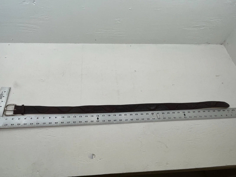 New Maroon Genuine Leather Stitched 34” Belt #6985 Z-166