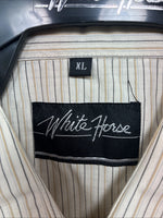 New Men’s White Horse Tan Stripe Short Sleeve Pearl Snap XL R-43