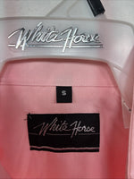 New Women’s White Horse Pink Gem Long Sleeve Pearl Snap Small LL-61