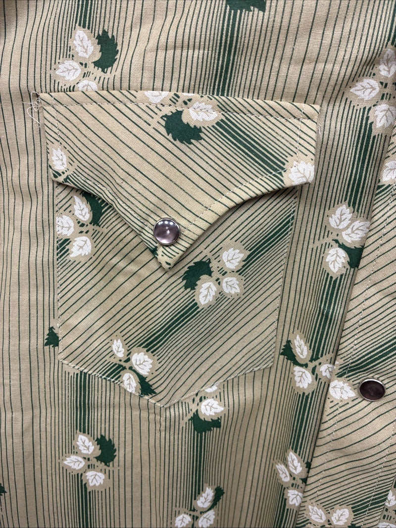 New Women’s ELY Plains Yellow Green Floral Long Sleeve Pearl Snap 16 GG-19