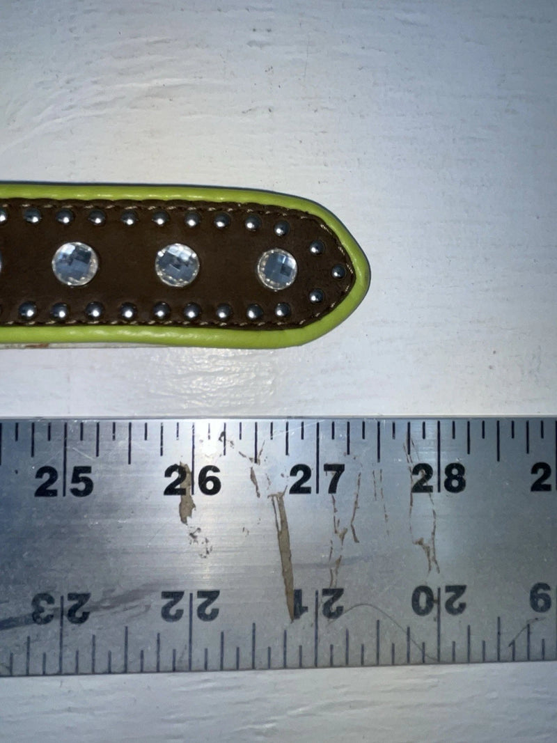 New Brown Genuine Leather Nocona Bling And Green Border 20” Belt #N4410223 NN-82