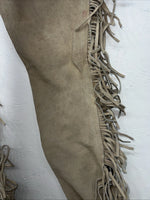 NOS Tan Show Chaps With Fringe Adjustable Waist 37” I-72