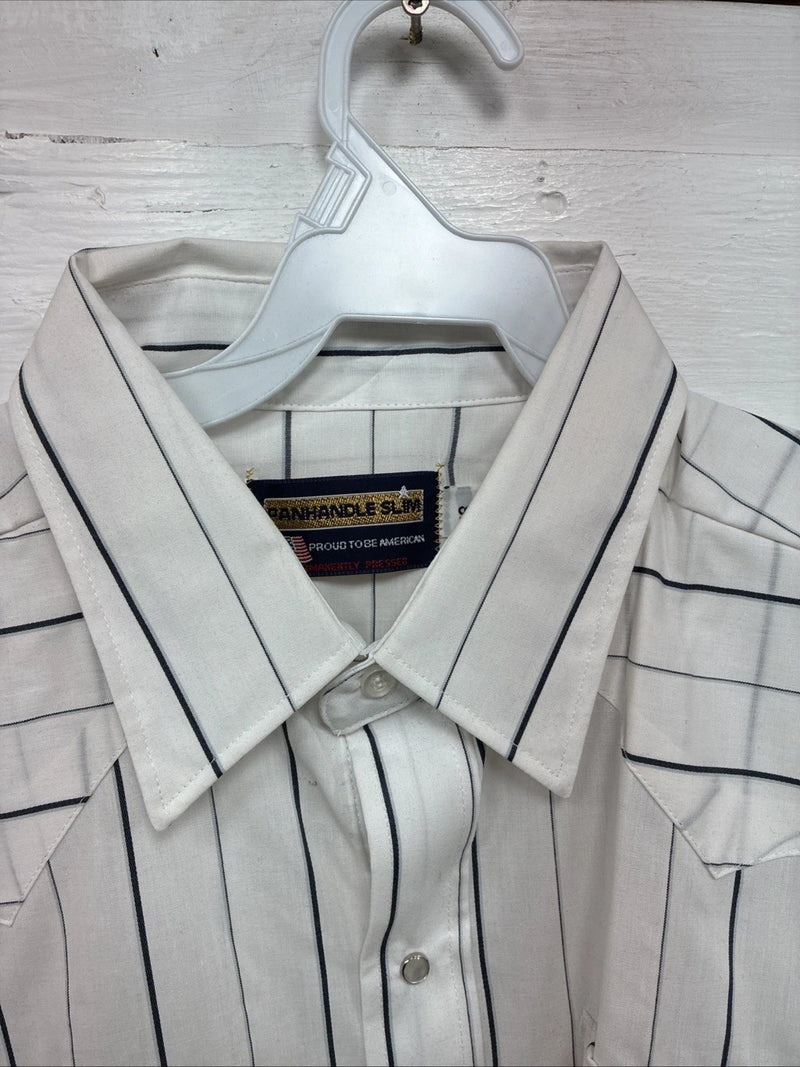 New Men’s Panhandle Slim White Stripe Long Sleeve Pearl Snap 18 2XL AA-115