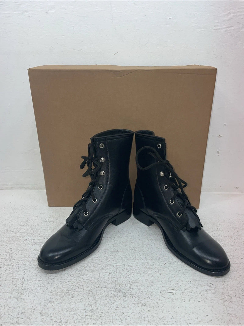 New Youth Black Lace Up American West Cowboy Boots. 3120 3.5 3 1/2 D. 22-38