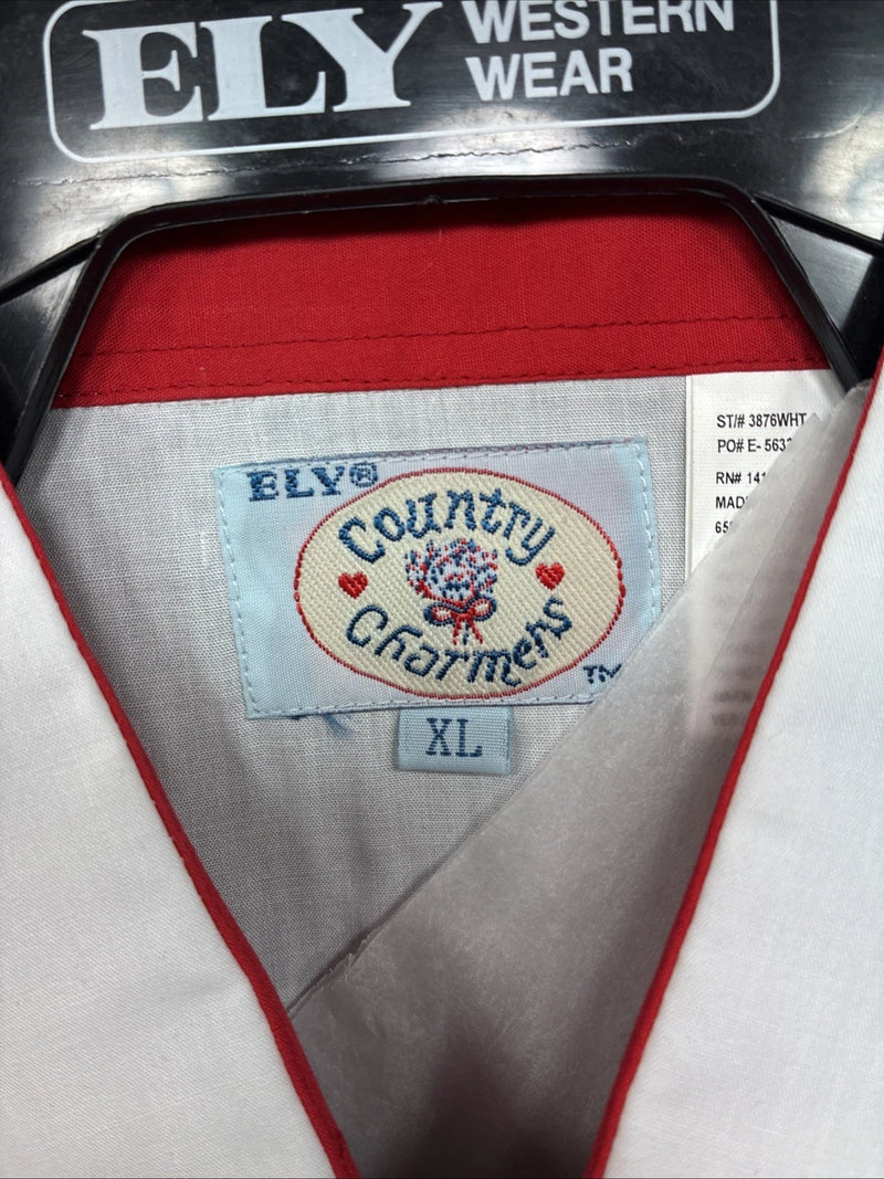 New Women’s Country Charmers White Flame Long Sleeve Pearl Snap XL II-63